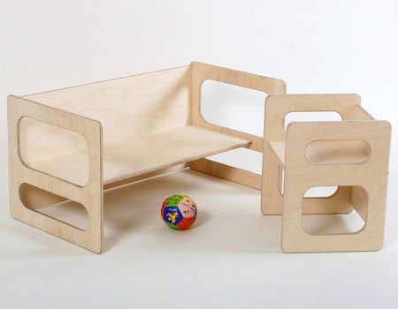 Childrens furniture wooden chair and bench